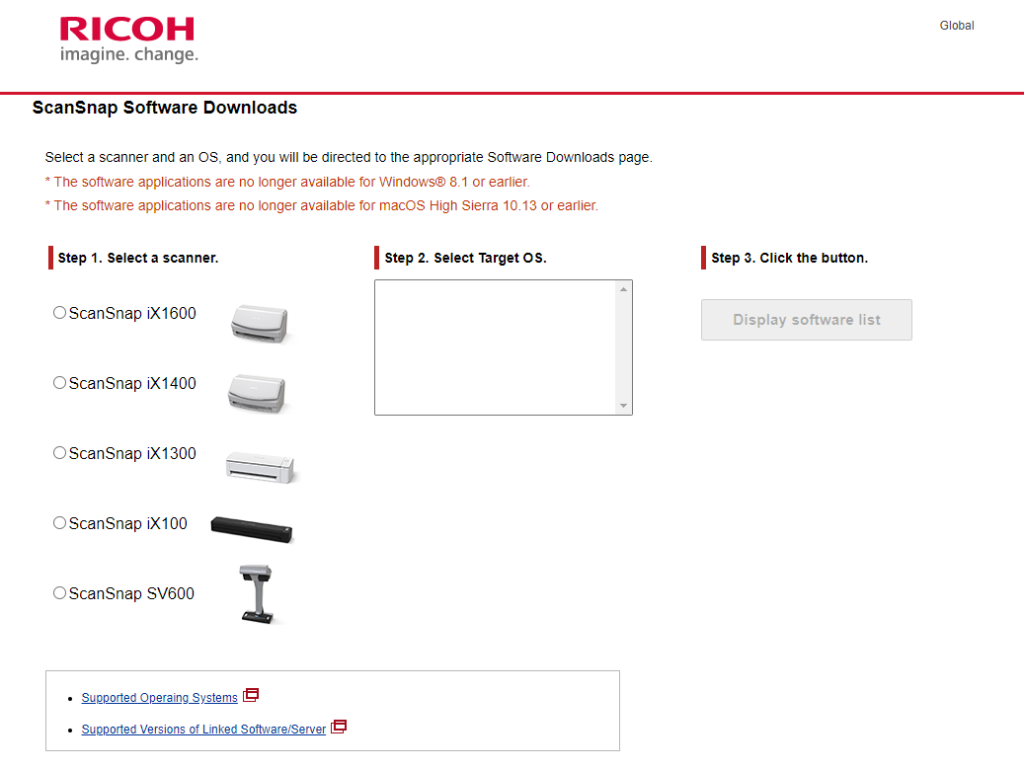 ricoh drivers scansnap site