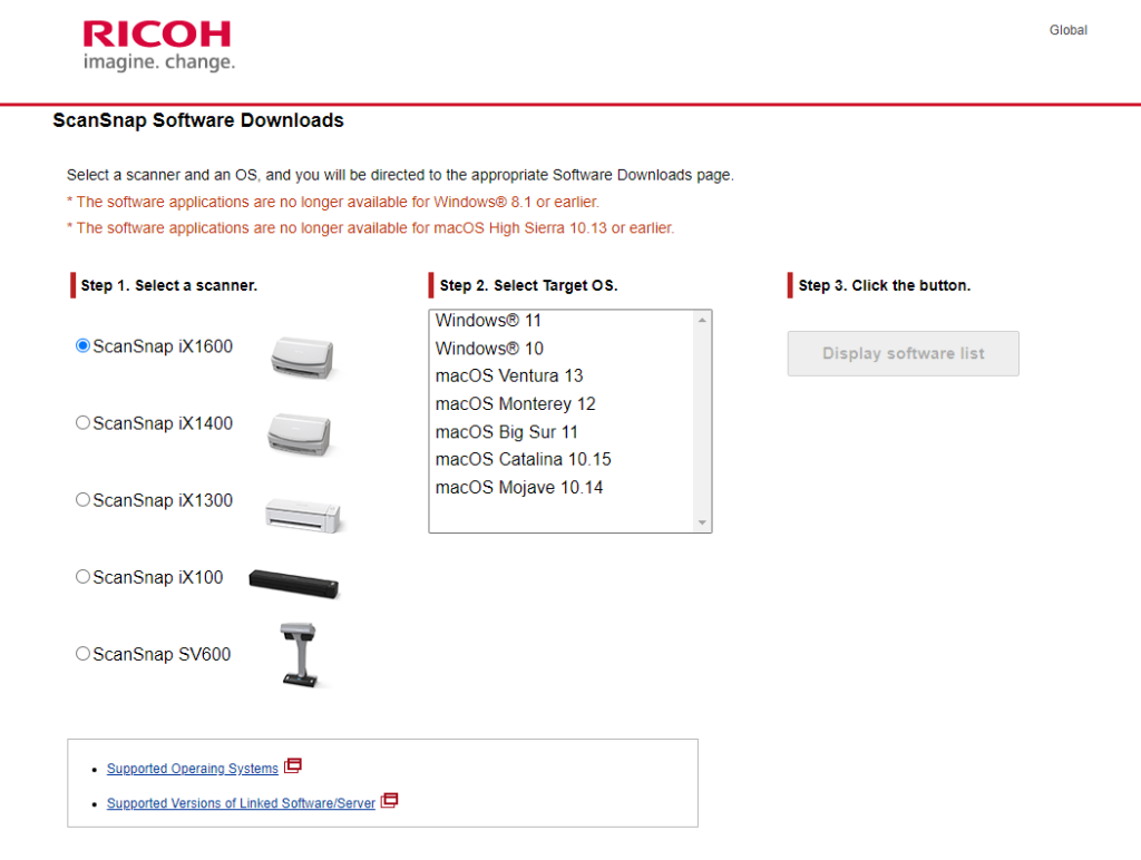 ricoh drivers scansnap site